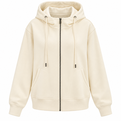 🤍 Essential-Worthy | Soft Knit Fabric | Full Zip Minimal Hooded Jacket
