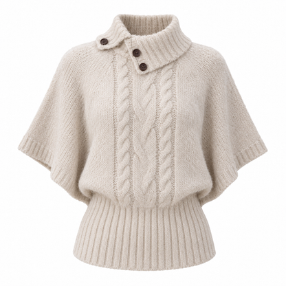 🤍 Luxe Statement | Soft Knit Fabric | Elegant Cape Sweater Top