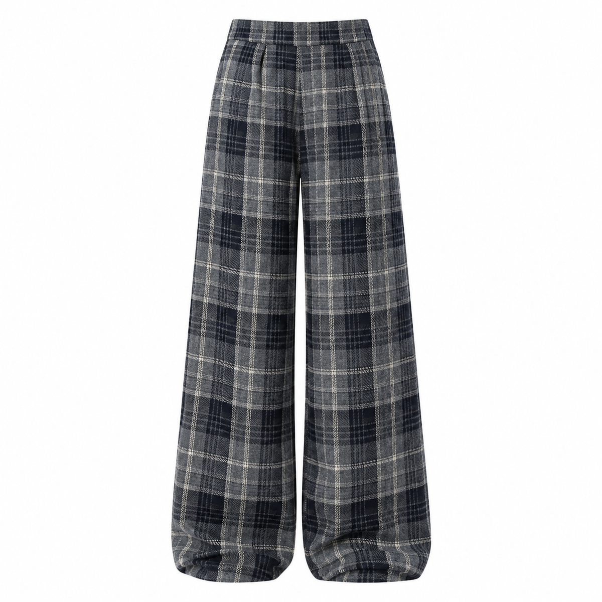 🩶 Wardrobe Staple | Woven Plaid Fabric | Retro Wide Leg Trousers