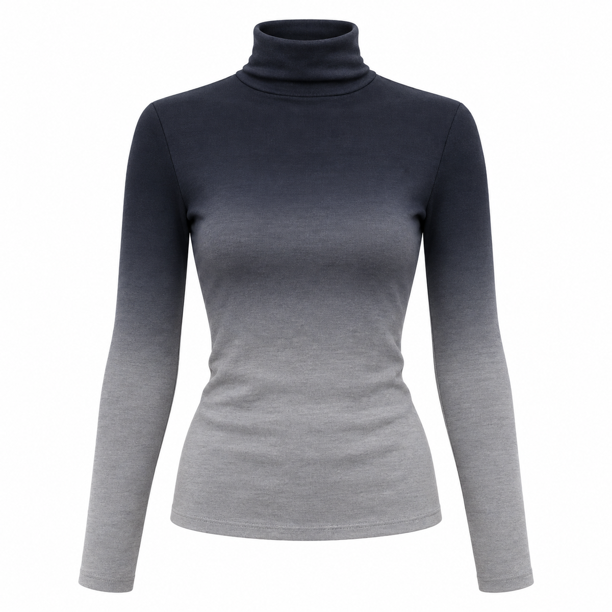 🖤 Trend-Forward | Soft Jersey Knit | Ombre Turtleneck Slim Top