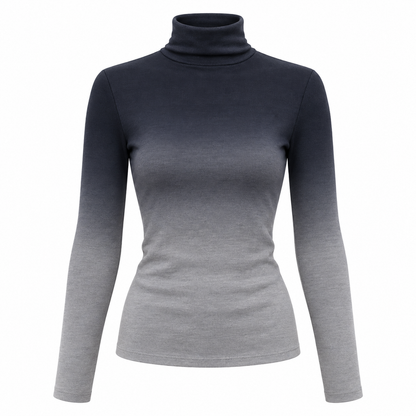 🖤 Trend-Forward | Soft Jersey Knit | Ombre Turtleneck Slim Top