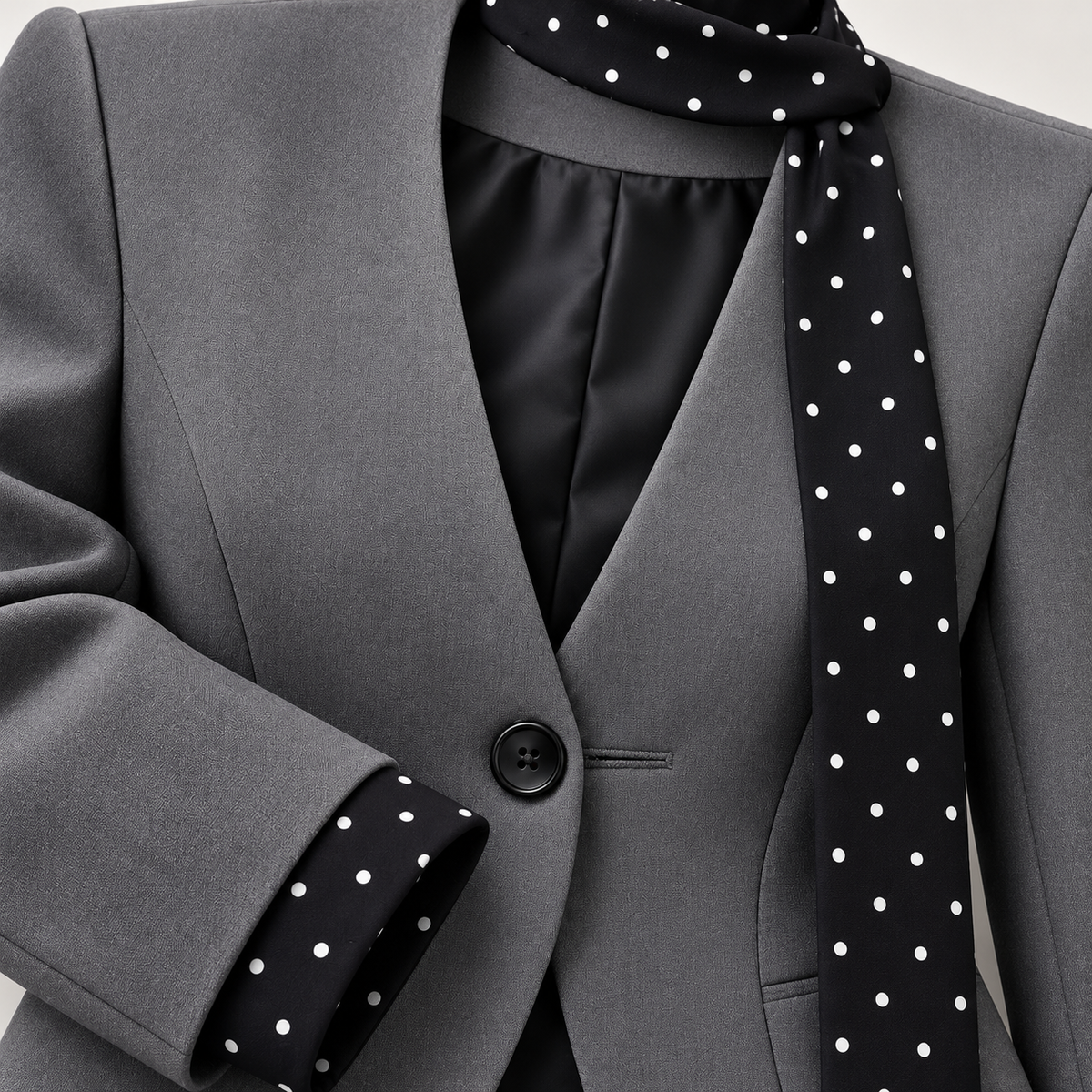 🖤 Trend-Worthy | Woven Suit Fabric | V-Neck Polka Dot Lined Blazer
