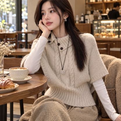 🤍 Luxe Statement | Soft Knit Fabric | Elegant Cape Sweater Top