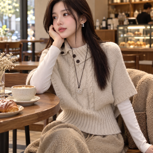 🤍 Luxe Statement | Soft Knit Fabric | Elegant Cape Sweater Top
