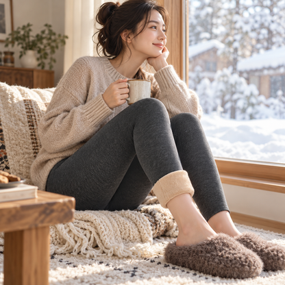 ☁️ Winter Essential | Fleece Lined Knit | Seamless High-Waist Thermal Leggings