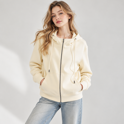 🤍 Essential-Worthy | Soft Knit Fabric | Full Zip Minimal Hooded Jacket